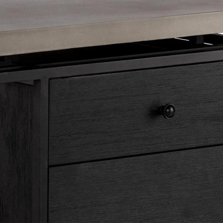 Norwood Desk Concrete Top Black Metal-Home Office Desks-SUNPAN-LOOMLAN