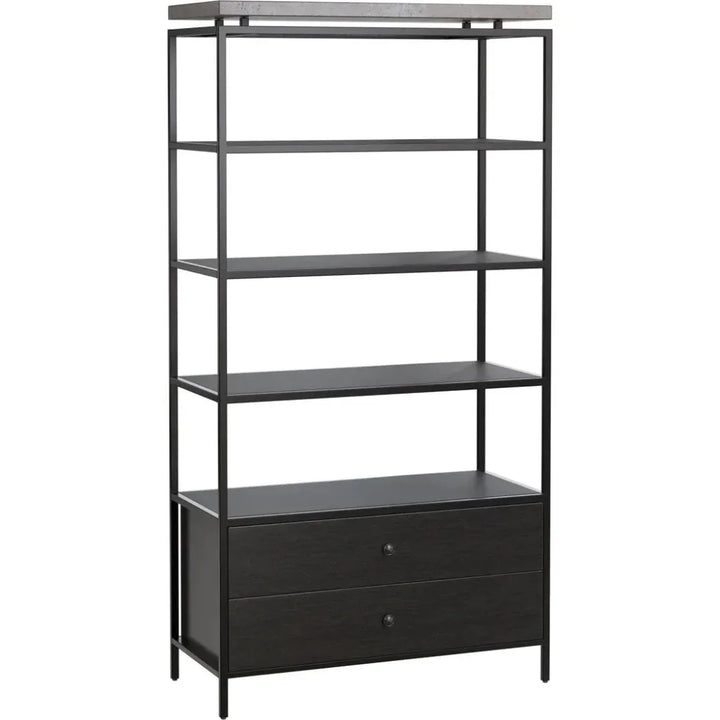 Norwood Iron Framed Black Etagere-Etageres-SUNPAN-LOOMLAN