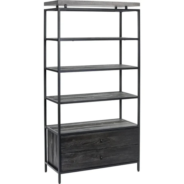 Norwood Iron Framed Black Etagere-Etageres-SUNPAN-LOOMLAN