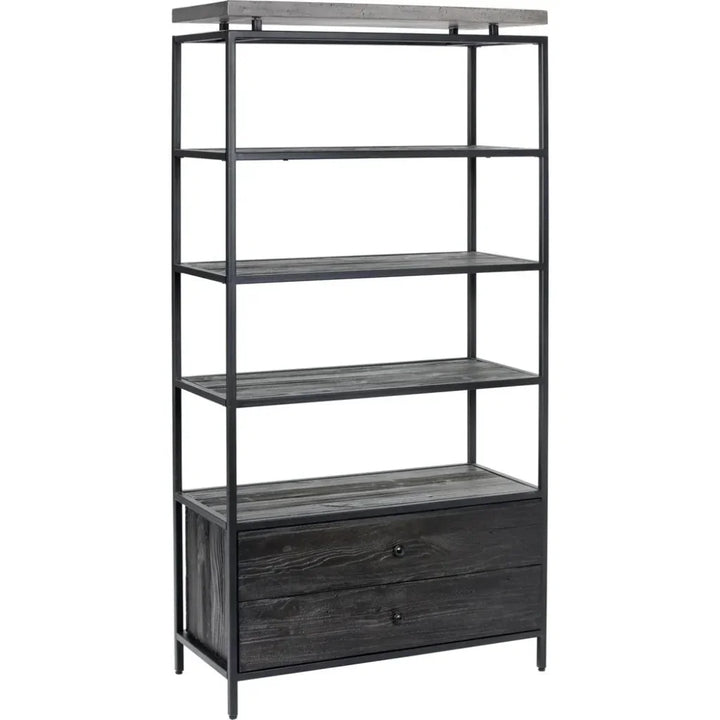 Norwood Iron Framed Black Etagere-Etageres-SUNPAN-LOOMLAN
