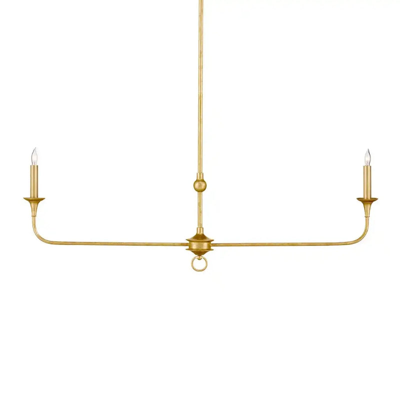 Nottaway Linear Gold Wrought Iron Chandelier-Chandeliers-Currey & Co-LOOMLAN