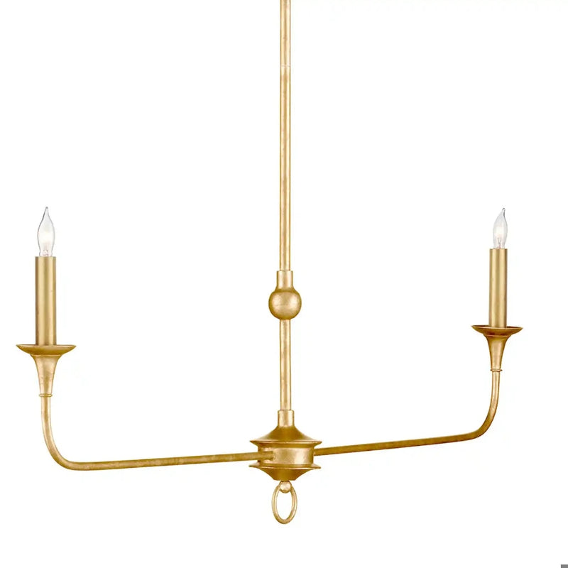 Nottaway Linear Gold Wrought Iron Chandelier-Chandeliers-Currey & Co-LOOMLAN