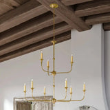 Nottaway Two-Tier Gold Wrought Iron Chandelier-Chandeliers-Currey & Co-LOOMLAN