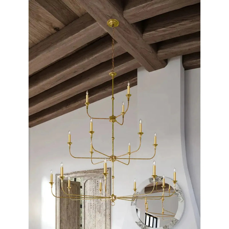 Nottaway Gold 18-Light Elegant Wrought Iron Chandelier