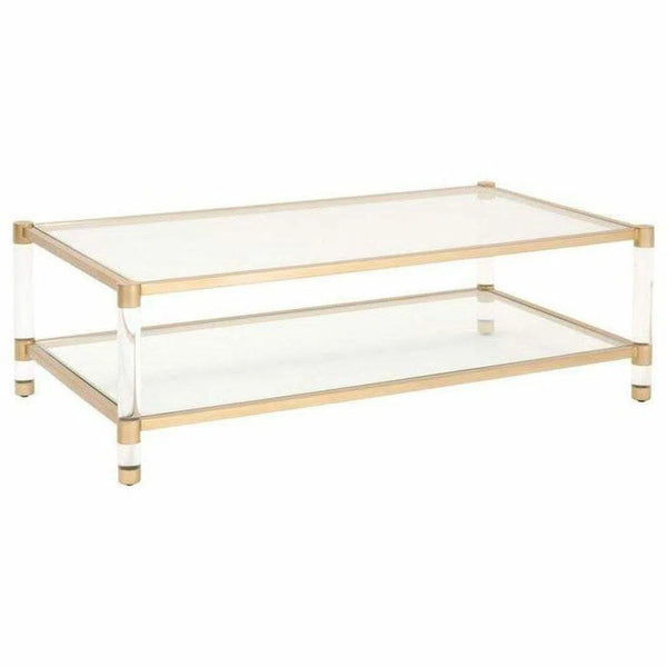 Nouveau Coffee Table With Shelves Brass Lucite Glass Coffee Tables LOOMLAN By Essentials For Living