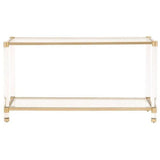 Nouveau Console Table With Shelves Brass Lucite Glass Console Tables LOOMLAN By Essentials For Living