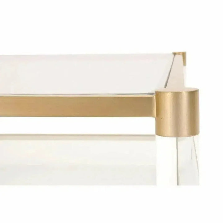 Nouveau Console Table With Shelves Brass Lucite Glass - LOOMLAN - Essentials For Living - Console Tables