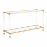 Nouveau Console Table With Shelves Brass Lucite Glass Console Tables LOOMLAN By Essentials For Living