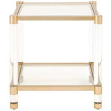 Nouveau End Table With Shelves Brass Lucite Glass