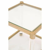 Nouveau End Table With Shelves Brass Lucite Glass