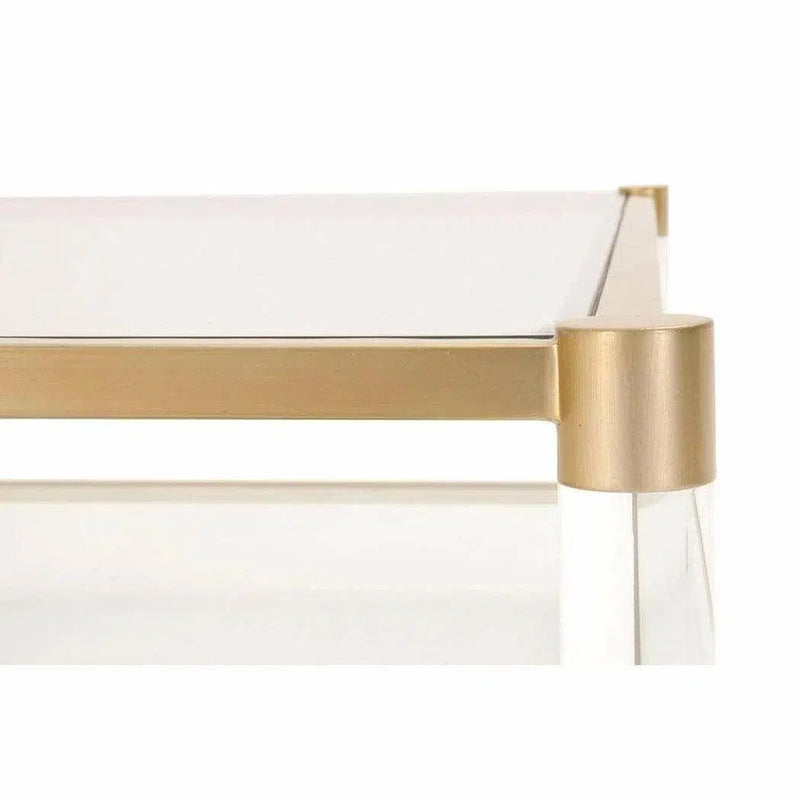 Nouveau End Table With Shelves Brass Lucite Glass