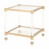 Nouveau End Table With Shelves Brushed Brass Lucite Glass Side Tables LOOMLAN By Essentials For Living