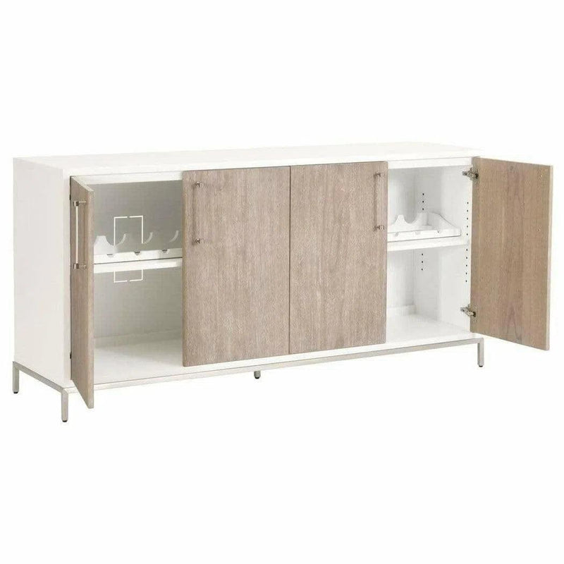 Nouveau Media Credenza With Wine Rack-Sideboards-Essentials For Living-LOOMLAN