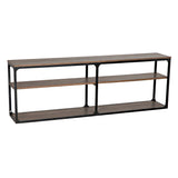Novie Black Steel and Wood Large Rectangle Console Table-Console Tables-Noir-LOOMLAN