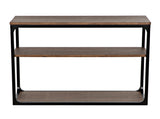 Novie Black Steel and Wood Small Rectangle Console Table-Console Tables-Noir-LOOMLAN