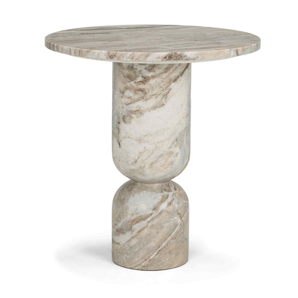 Nylah Solid Pink Marble Round Accent Table