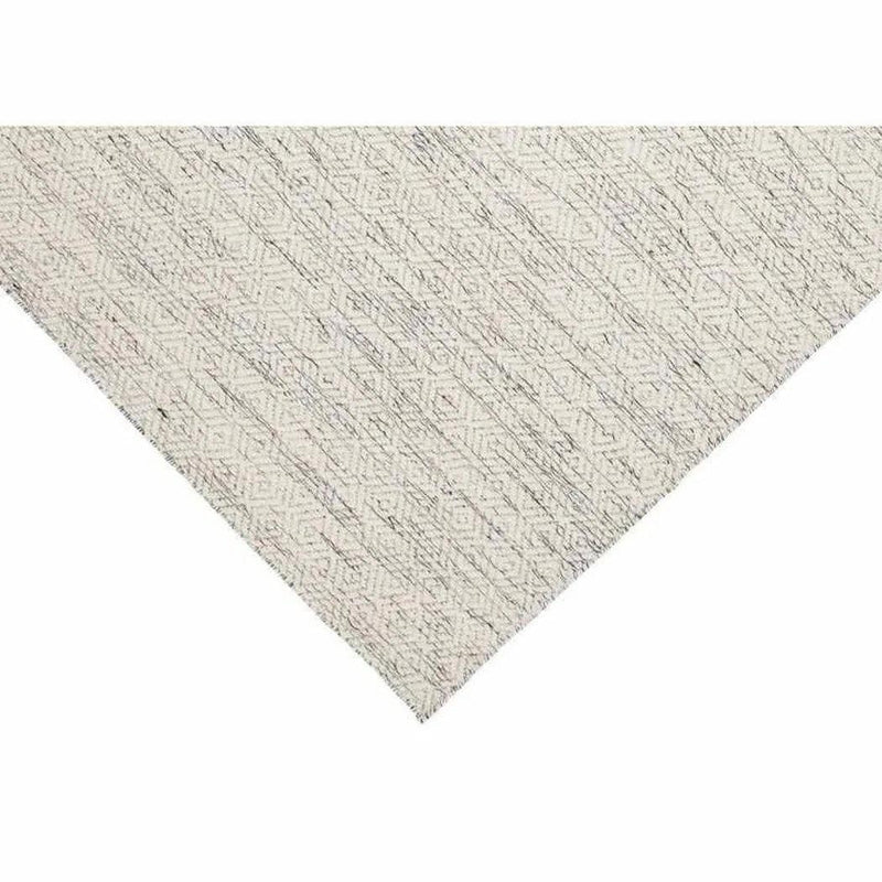 Nyoko White Beige Solid Handmade Wool Rug