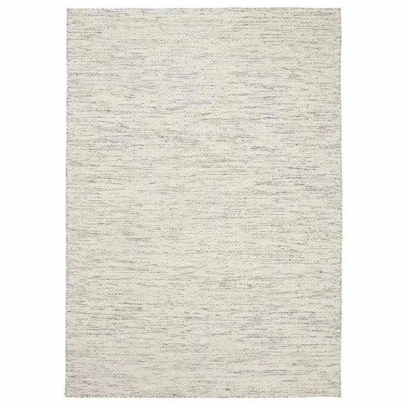 Nyoko White Beige Solid Handmade Wool Rug