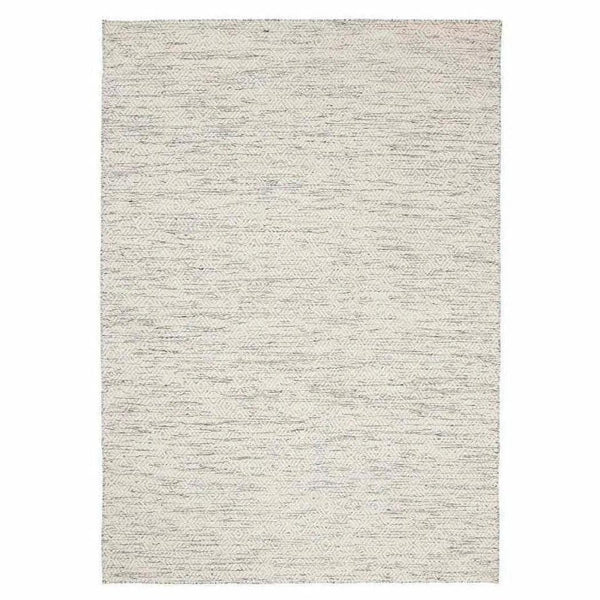 Nyoko White Beige Solid Handmade Wool Rug