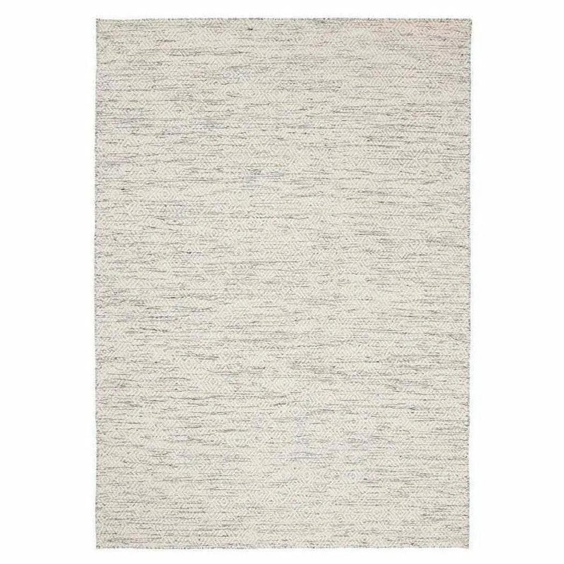 Nyoko White Beige Solid Handmade Wool Rug