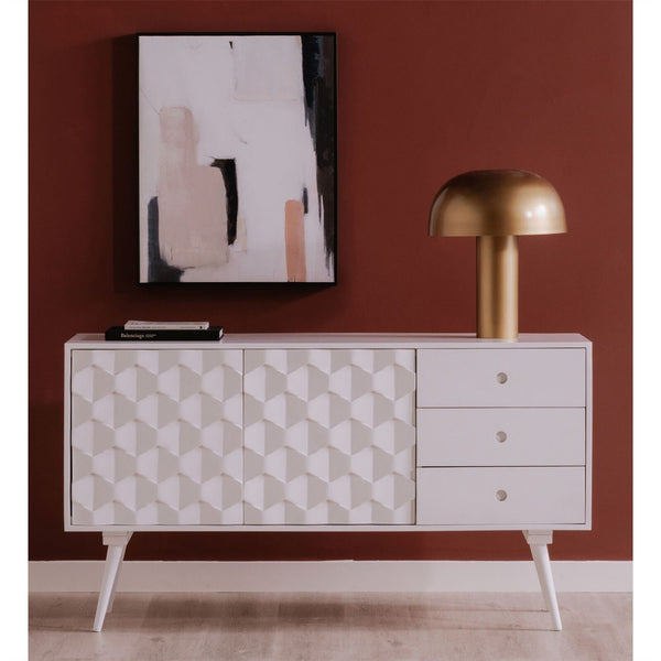 O2 Mid-Century Modern Small White Sideboard With Drawers-Sideboards-Moe's Home-LOOMLAN