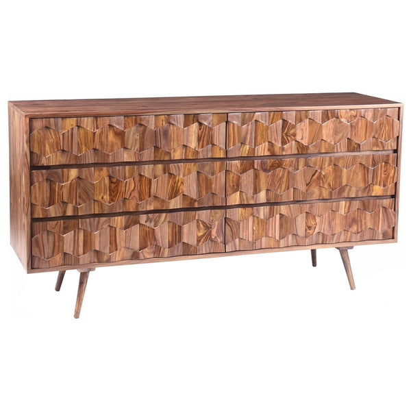O2 Mid-Century Modern Solid Wood Brown Dresser-Dressers-Moe's Home-LOOMLAN