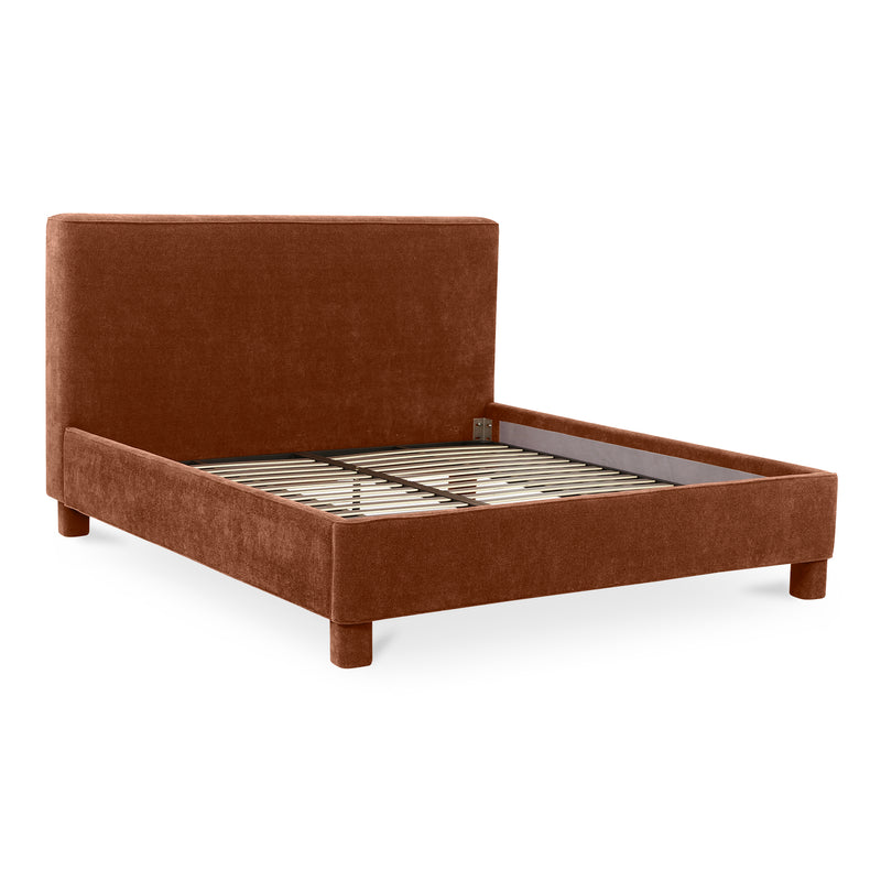 Ichigo Polyester and Wood Dark Red King Bed