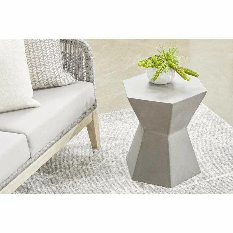OPEN BOX Round Bento Accent Table Slate Gray Concrete Outdoor Accessories LOOMLAN By Essentials For Living