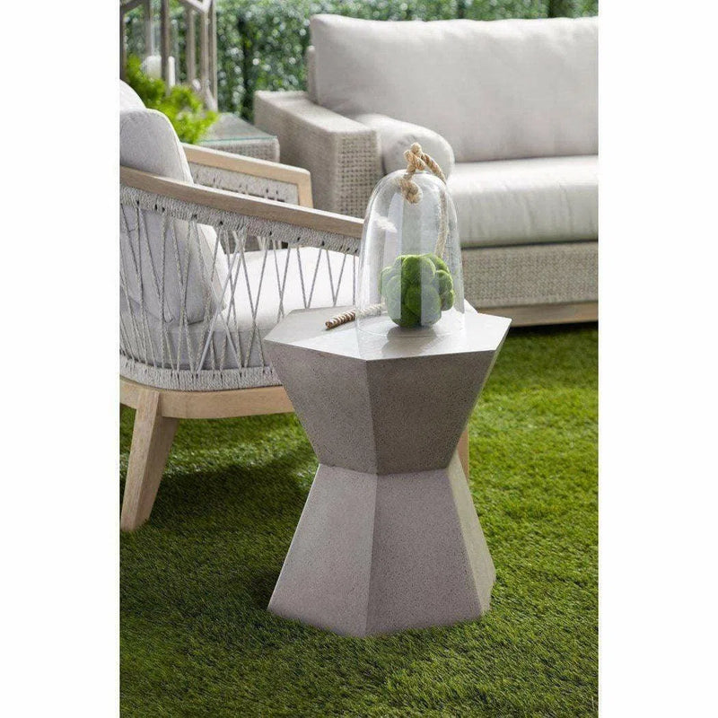 OPEN BOX Round Bento Accent Table Slate Gray Concrete Outdoor Accessories LOOMLAN By Essentials For Living