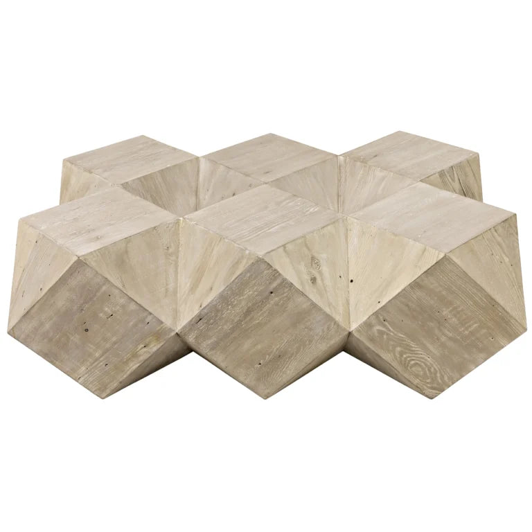 Icosahedron Old Wooden Geometric Coffee Table