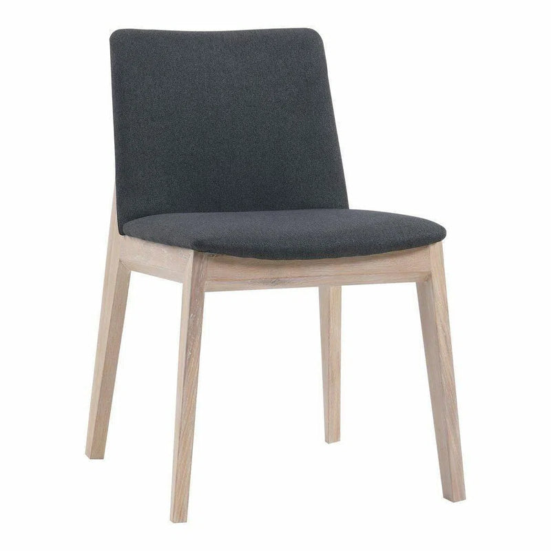 Oak Dining Chair Dark Grey (Set Of 2) Grey Mid-Century Modern Dining Chairs LOOMLAN By Moe's Home