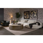 Oberon Wooden Travertine Round Coffee Table