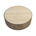 Oberon Wooden Travertine Round Coffee Table