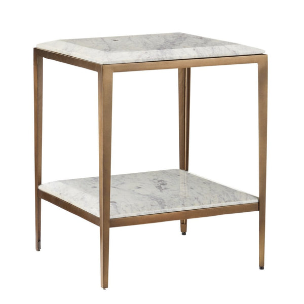 Oblique White Marble Top Side Table