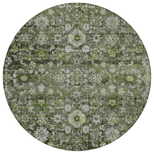 Ocean Ripples Green Washable Indoor-Outdoor Rug