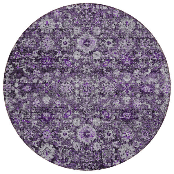 Ocean Ripples Purple Washable Indoor-Outdoor Rug