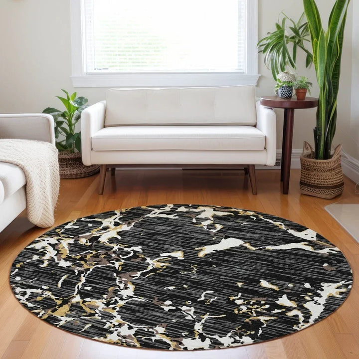 Oceana Black Washable Indoor-Outdoor Rug-Outdoor Rugs-LOOMLAN Rugs-LOOMLAN