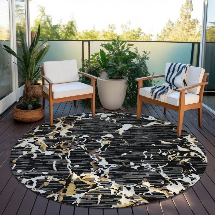 Oceana Black Washable Indoor-Outdoor Rug-Outdoor Rugs-LOOMLAN Rugs-LOOMLAN