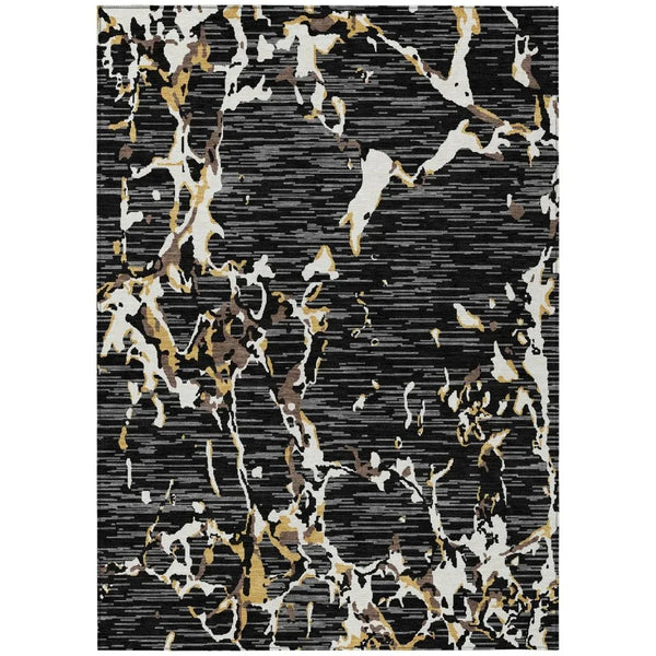 Oceana Black Washable Indoor-Outdoor Rug-Outdoor Rugs-LOOMLAN Rugs-2'6" x 3'10"-LOOMLAN