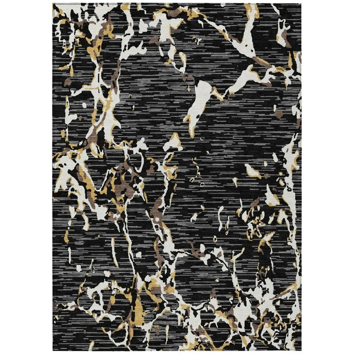 Oceana Black Washable Indoor-Outdoor Rug-Outdoor Rugs-LOOMLAN Rugs-2'6" x 3'10"-LOOMLAN