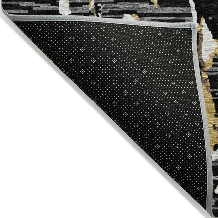 Oceana Black Washable Indoor-Outdoor Rug-Outdoor Rugs-LOOMLAN Rugs-LOOMLAN