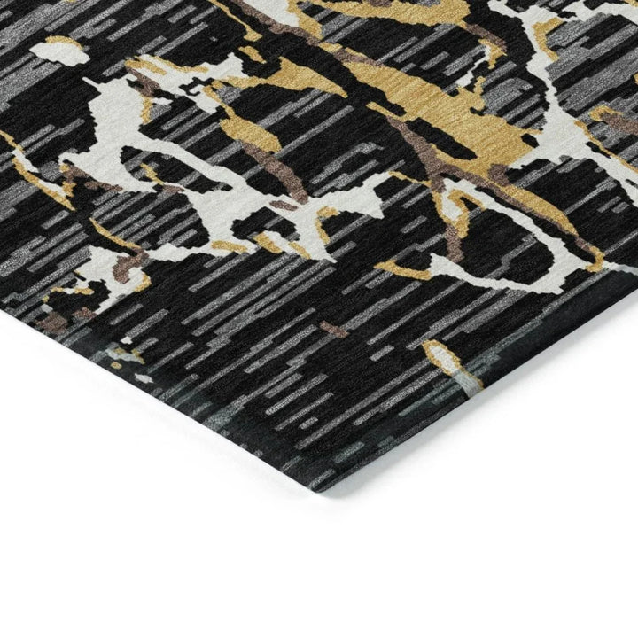 Oceana Black Washable Indoor-Outdoor Rug-Outdoor Rugs-LOOMLAN Rugs-LOOMLAN