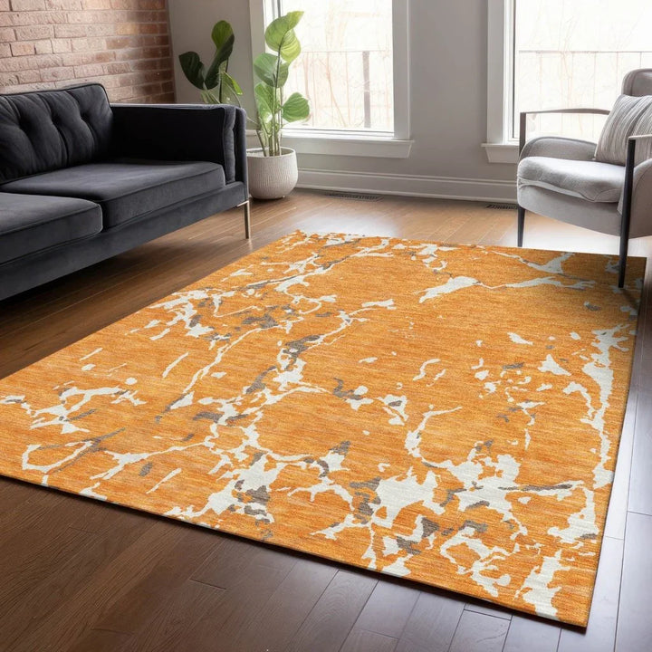 Oceana Orange Washable Indoor-Outdoor Rug-Outdoor Rugs-LOOMLAN Rugs-LOOMLAN