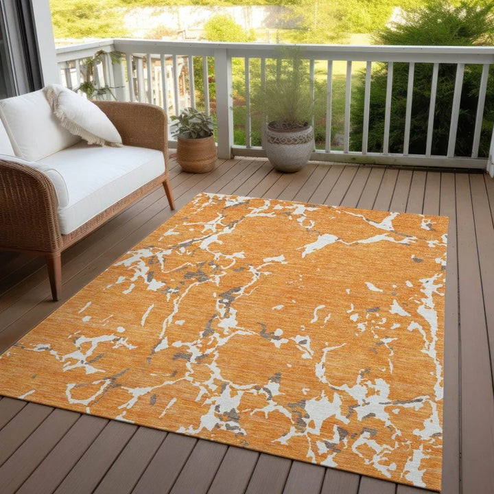 Oceana Orange Washable Indoor-Outdoor Rug-Outdoor Rugs-LOOMLAN Rugs-LOOMLAN