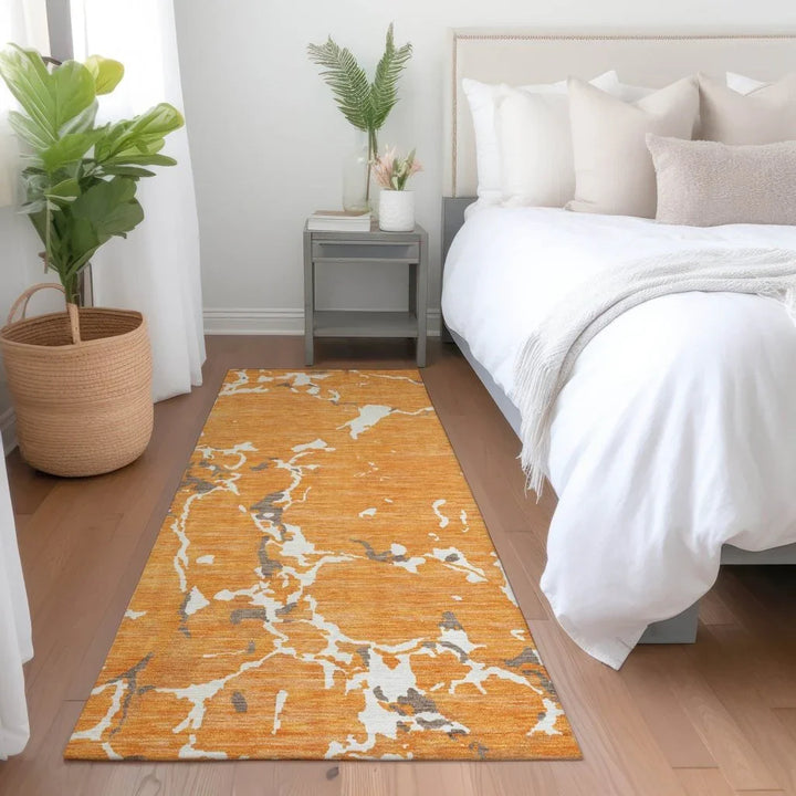 Oceana Orange Washable Indoor-Outdoor Rug-Outdoor Rugs-LOOMLAN Rugs-LOOMLAN