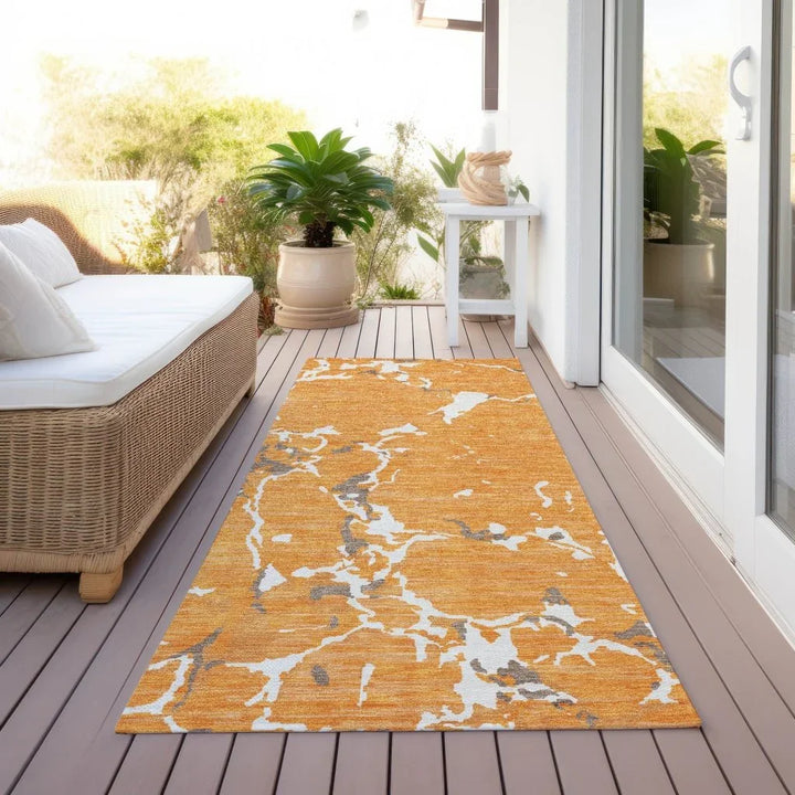 Oceana Orange Washable Indoor-Outdoor Rug-Outdoor Rugs-LOOMLAN Rugs-LOOMLAN