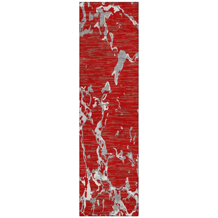 Oceana Red Washable Indoor-Outdoor Rug-Outdoor Rugs-LOOMLAN Rugs-2'3" x 7'6"-LOOMLAN