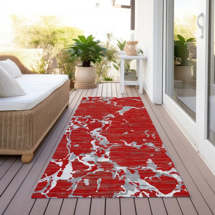 Oceana Red Washable Indoor-Outdoor Rug-Outdoor Rugs-LOOMLAN Rugs-LOOMLAN