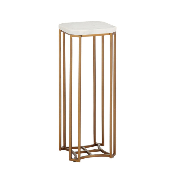 Ocho White Marble Top Square Drinks Table