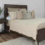 Ocra Beige Cotton Throw Blanket Set For Bed Shams